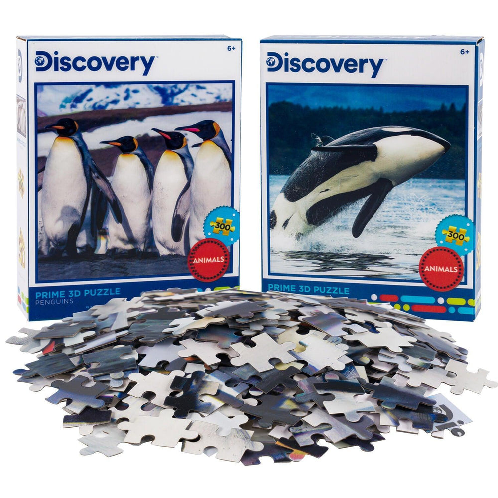 Penguins & Orca Set of 2 300 Piece Lenticular Jigsaw Puzzles Prime 3D