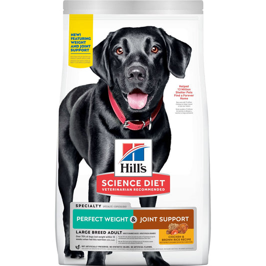 Hill's Science Diet Adult Perfect Weight & Joint Support Large Breed Dry Dog Food, Chicken Recipe Bag (25lb)
