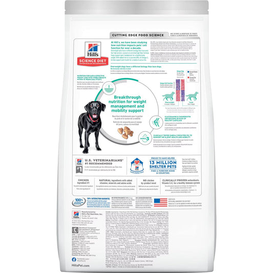 Hill's Science Diet Adult Perfect Weight & Joint Support Large Breed Dry Dog Food, Chicken Recipe Bag (25lb)