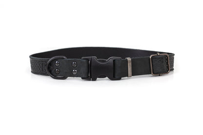 Purrfect Pet Kingdom Celtic Sport Midnight Black Leather Dog Collar (XL 1" Wide 16"-26" Range) - Premium Product