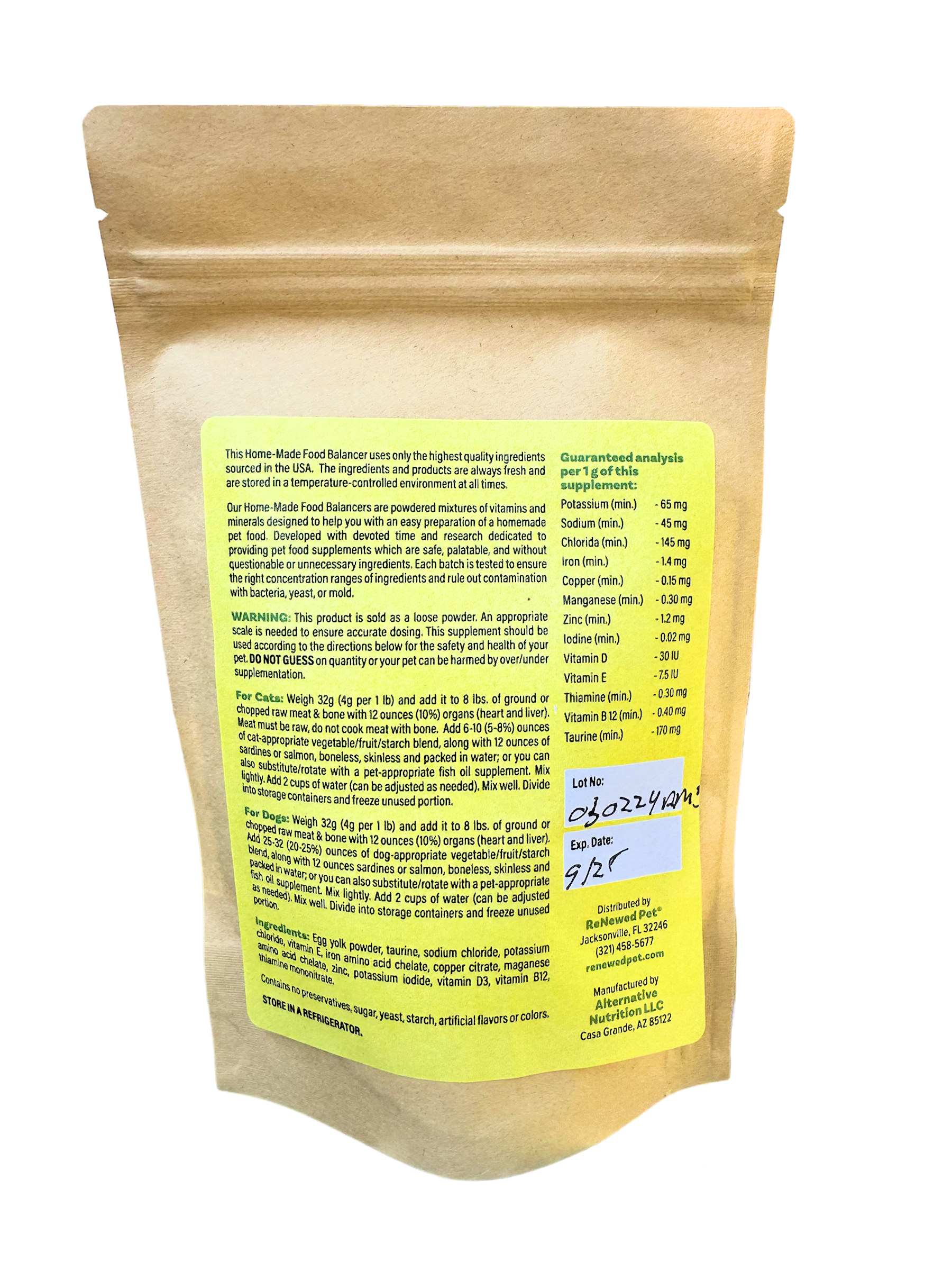 HOME - MADE PET FOOD SUPPLEMENT *For Raw Recipes WITH Bone* - Health Products 4 All - ReNewedPet
