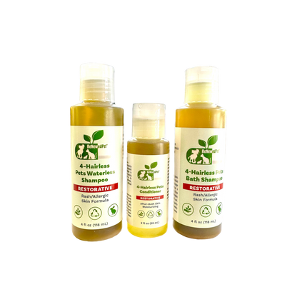 4 - HAIRLESS PETS RESTORATIVE SHAMPOO, WATERLESS & CONDITIONER - 4 Nudie Pets - ReNewedPet - HALF SIZE - SAVE 10% - 4 - HRESTTRPCOMBOHALF
