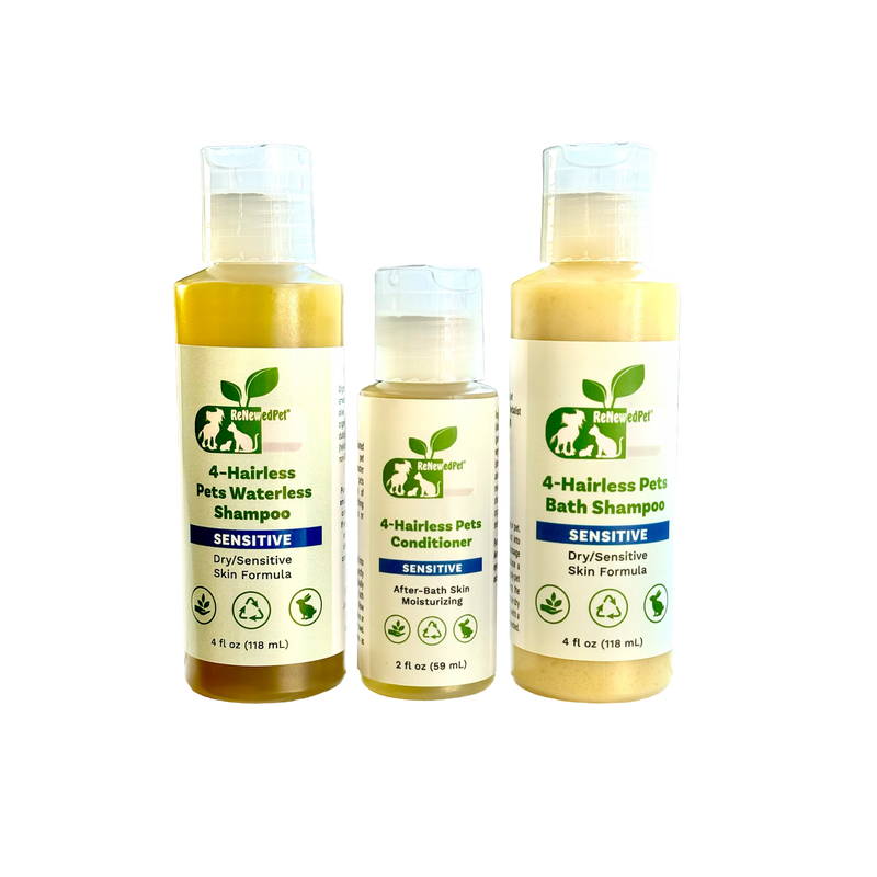 4-HAIRLESS PETS SENSITIVE SHAMPOO, WATERLESS & CONDITIONER KIT
