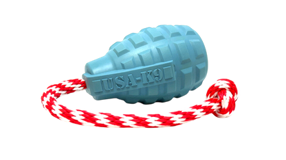 USA-K9 Grenade Shaped Rubber Dog Toy - Chew, Treat Dispenser