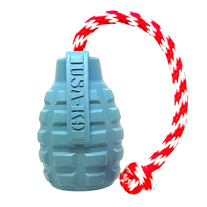USA-K9 Grenade Shaped Rubber Dog Toy - Chew, Treat Dispenser
