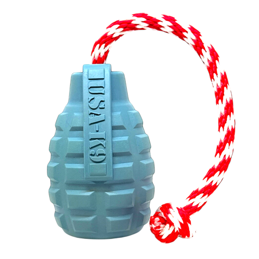 USA-K9 Grenade Rubber Dog Toy - Chew, Treat Dispenser & Tug Toy | USA