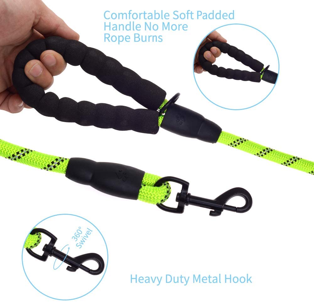 6 FT Dog Leash for Large and Medium Dogs-Green Set of 5
