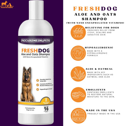 Piccardmeds4pets Aloe Oats Dog Shampoo 16oz + HandsOn