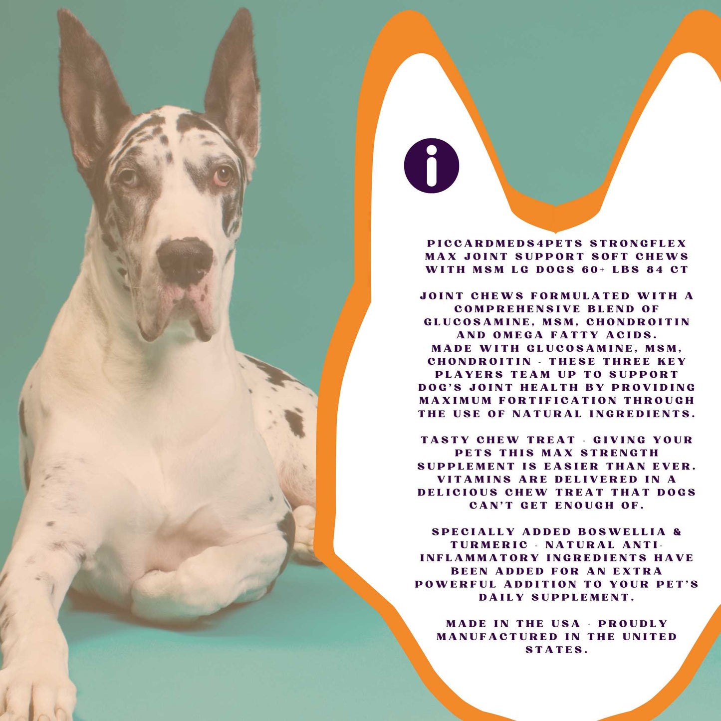 Piccardmeds4pets StrongFlex Joint Support Large Dogs 84ct + FREE Bandana!