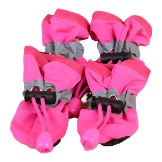 Anti-Slip Pet Booties - 4 Pc Set - Hot Pink