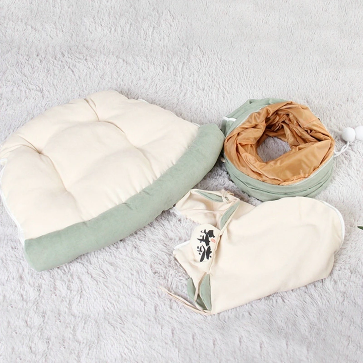 Collapsible Removable Cat Tunnel Tube With Cat Bed Set - Purrfect Pet Kingdom