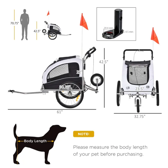 Elite II 2-In-1 Pet Dog Bike Trailer and Stroller - Purrfect Pet Kingdom