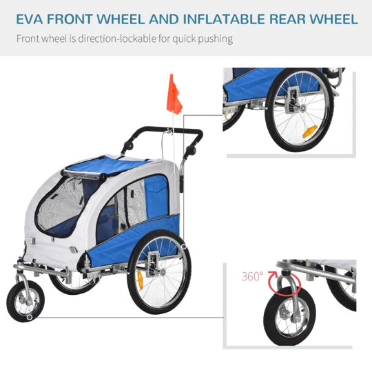 Elite II 2-In-1 Pet Dog Bike Trailer and Stroller - Purrfect Pet Kingdom