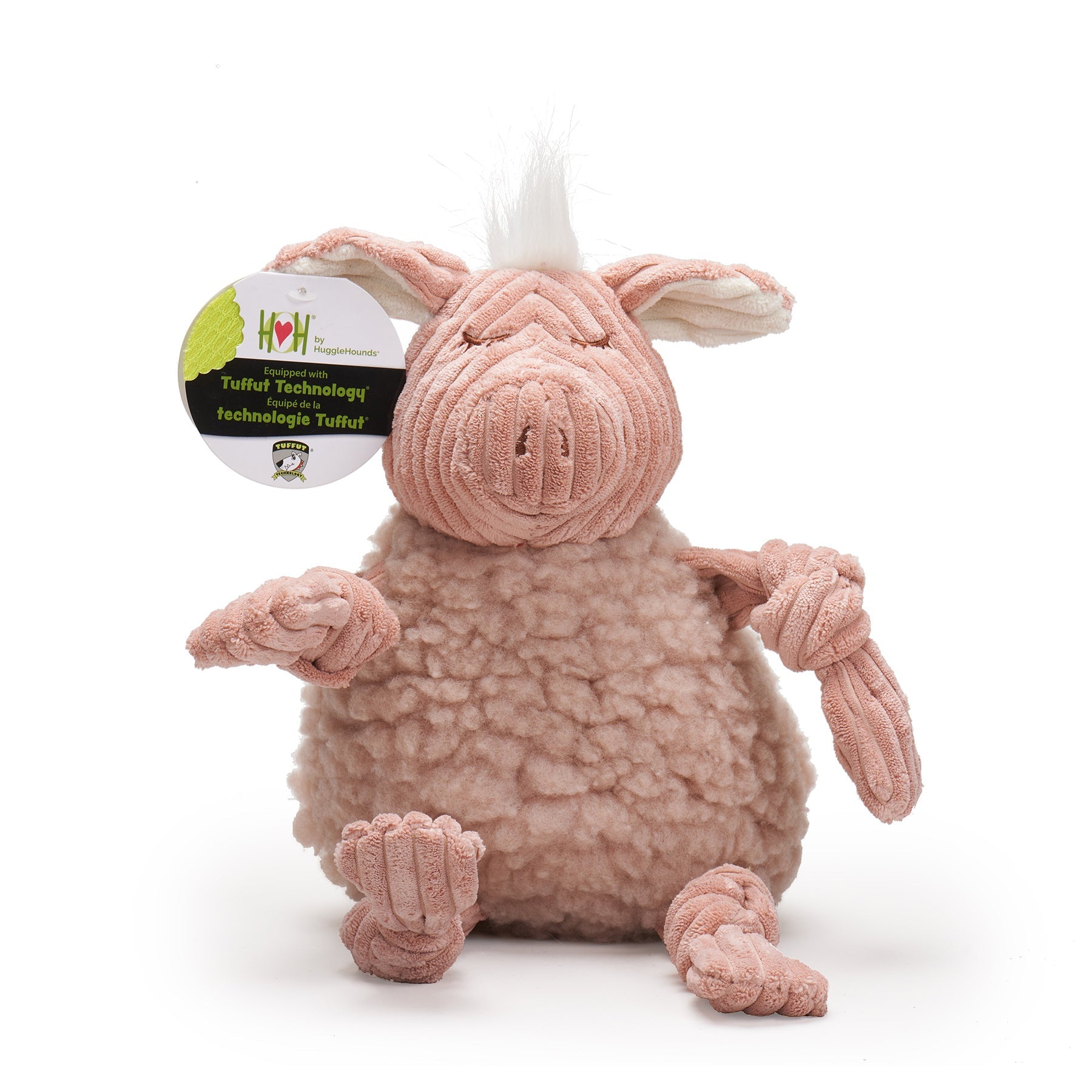 Dog Toy Penelope Pig HuggleFleece FlufferKnottie Plush Toy - detail product image for dog toy