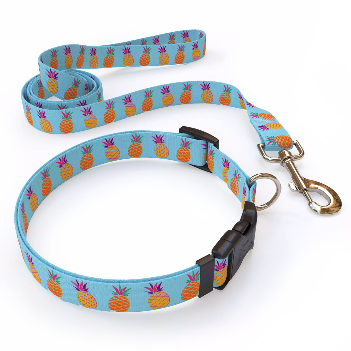 Pineapple Party Blue Dog Collar