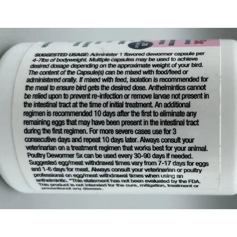 Poultry Dewormer 5X Fenbendazole 20 Capsules