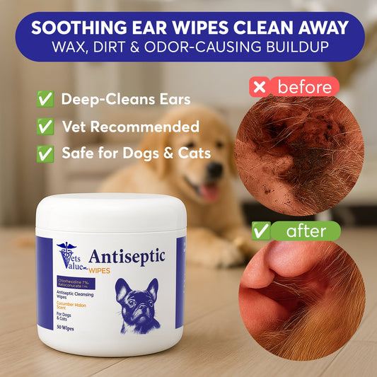 Value Ear Cleaning Wipes for Dogs & Cats | Alcohol - Free, Hypoallergenic Otic Cleanser with Soothing Aloe Vera – Gently Cleans, Helps Reduce Odor, Dirt & Irritation - Horizon Animal Care