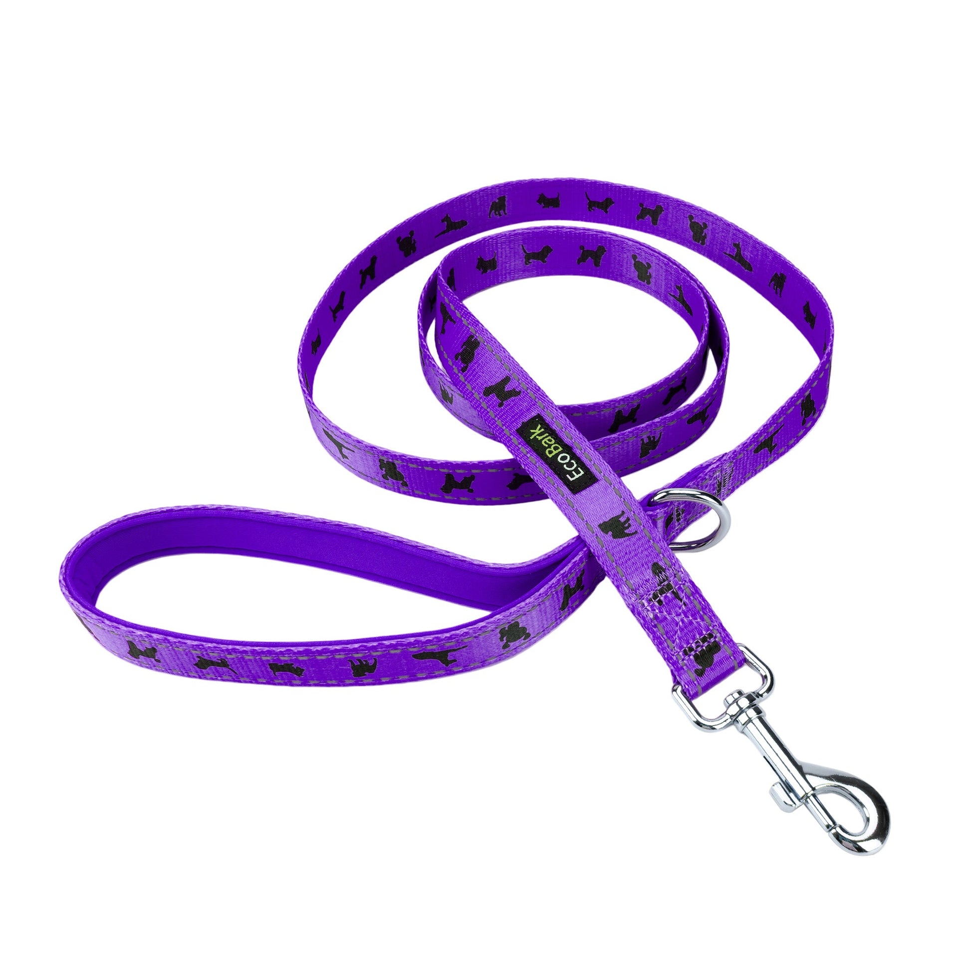 Dog Leash EcoBark Purple Leash- Padded Comfort Grip Leash - size and texture image for dog leash