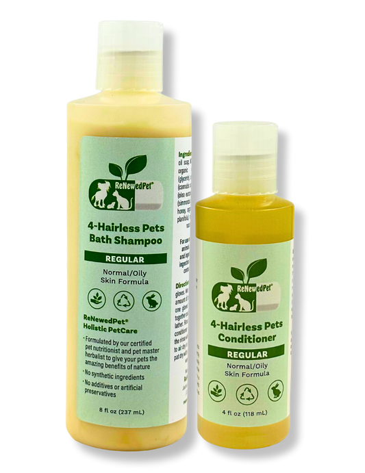 4 - HAIRLESS PETS PETS REGULAR SHAMPOO & CONDITIONER - 4 Nudie Pets - ReNewedPet - HALF SIZE ($4.82/oz.) - 4HREGCOMBOHALF