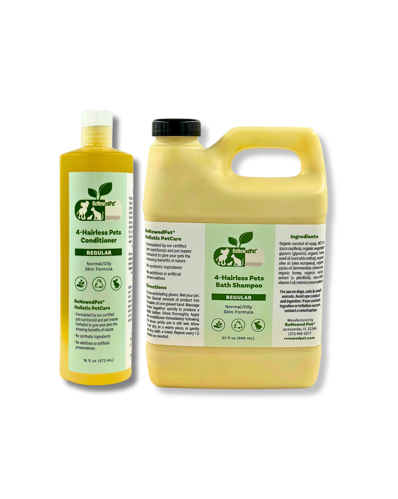 4 - HAIRLESS PETS PETS REGULAR SHAMPOO & CONDITIONER - 4 Nudie Pets - ReNewedPet