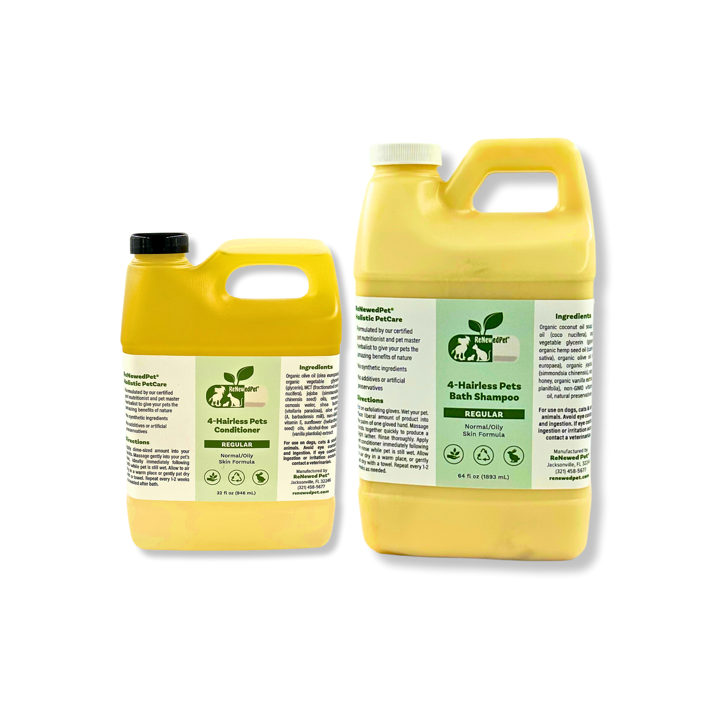 4 - HAIRLESS PETS PETS REGULAR SHAMPOO & CONDITIONER - 4 Nudie Pets - ReNewedPet