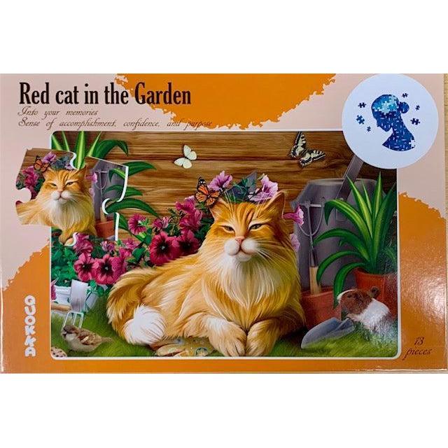 Red Cat in the Garden 13 Piece Tray Jigsaw Puzzle Quokka