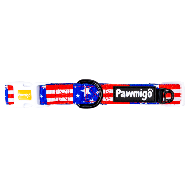 Red, White, & Bark Classic Collar - Dog Harnesses - Pawmigo