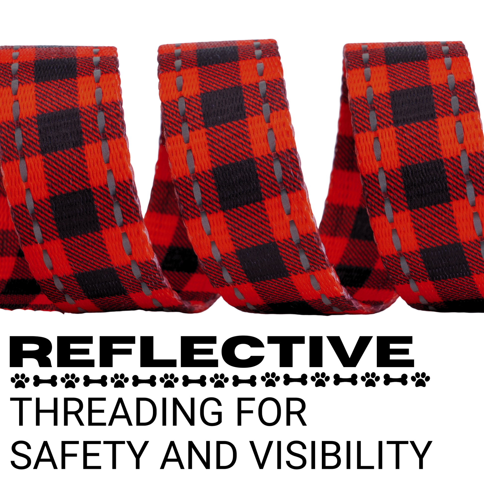 Dog Leash Red Plaid Leash by EcoBark Buffalo Check Padded - gallery product image for dog leash