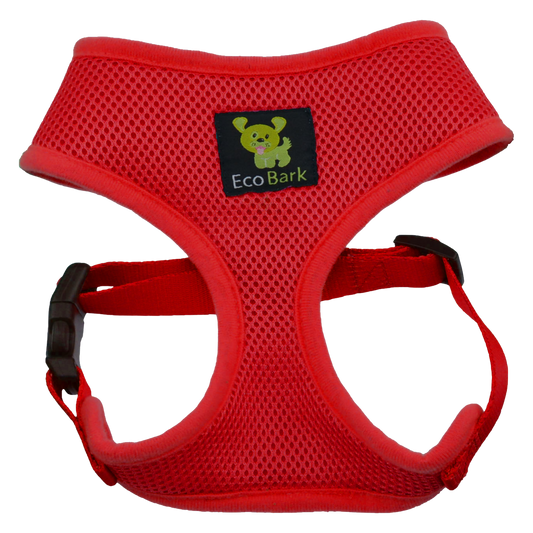 EcoBark Chery Red Dog Harness - Over-the-Head Soft Mesh Dog