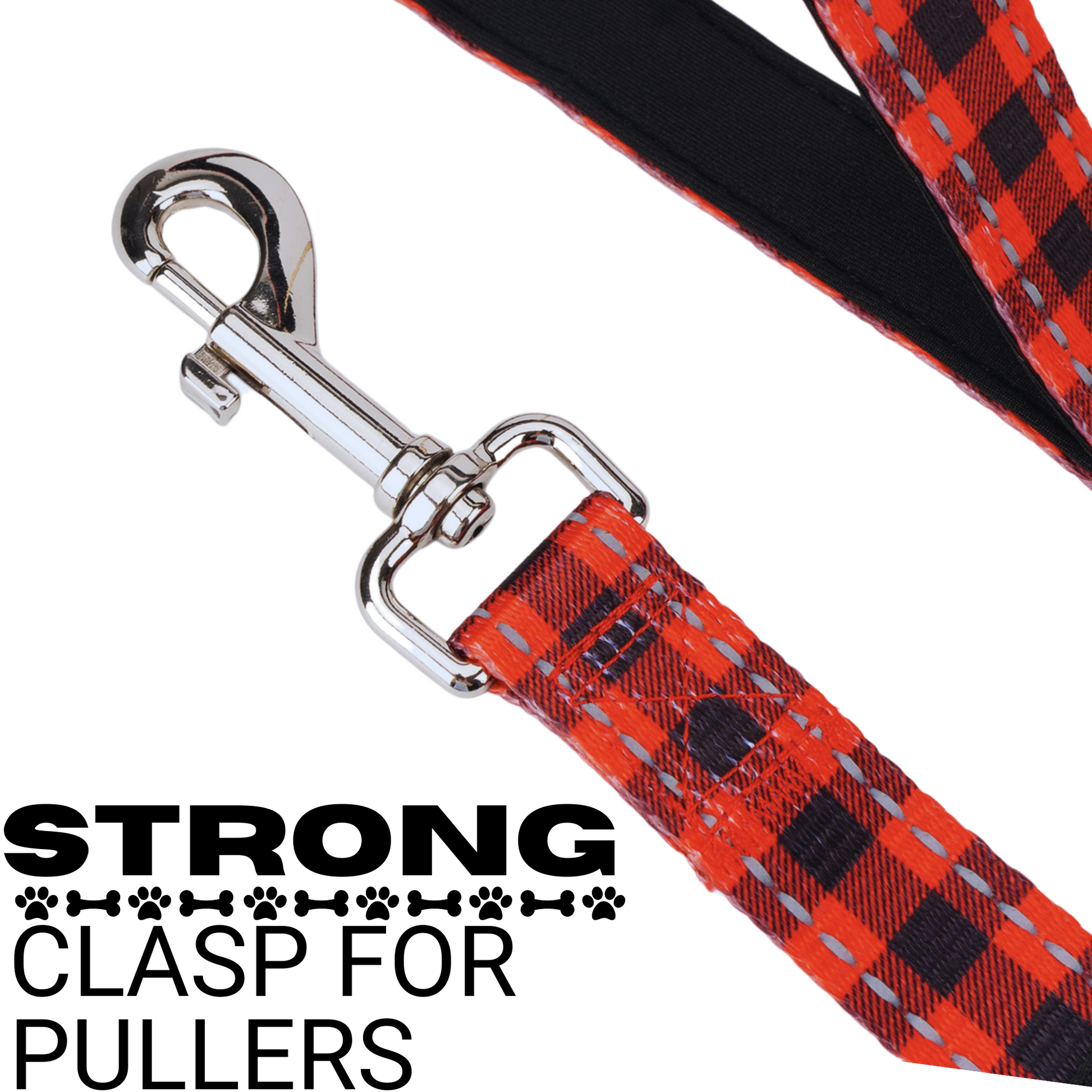 Dog Leash Red Plaid Leash by EcoBark Buffalo Check Padded - gallery product image for dog leash