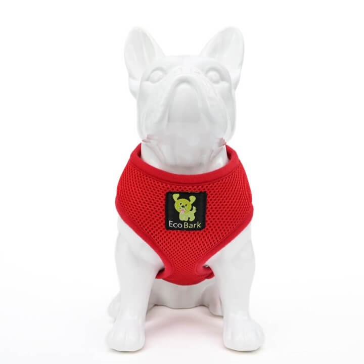 EcoBark Chery Red Dog Harness - Over-the-Head Soft Mesh Dog