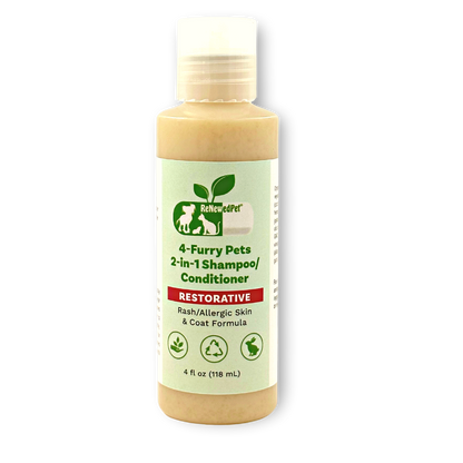 4 - FURRY PETS 2 - IN - 1 * RESTORATIVE SHAMPOO & CONDITIONER - 4 Furry Friends - ReNewedPet - HALF SIZE 4 OZ. ($3.23/oz.) - 4FRESTSHAMPHALF