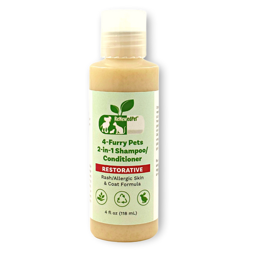 4 - FURRY PETS 2 - IN - 1 * RESTORATIVE SHAMPOO & CONDITIONER - 4 Furry Friends - ReNewedPet - HALF SIZE 4 OZ. ($3.23/oz.) - 4FRESTSHAMPHALF
