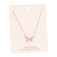 Gold Dipped Dachshund Heart Charm Dog Detailed Necklace by Madeline Love