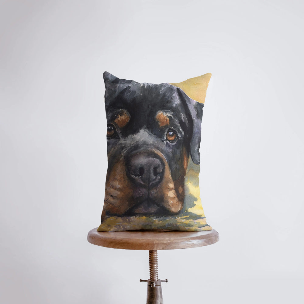 Rottweiler | Watercolor Rottweiler | 12x18 | Pillow Cover | Dog | Home Décor | Custom Dog Pillow | Dog Lover Gift | Dog Mom Gift by UniikPillows