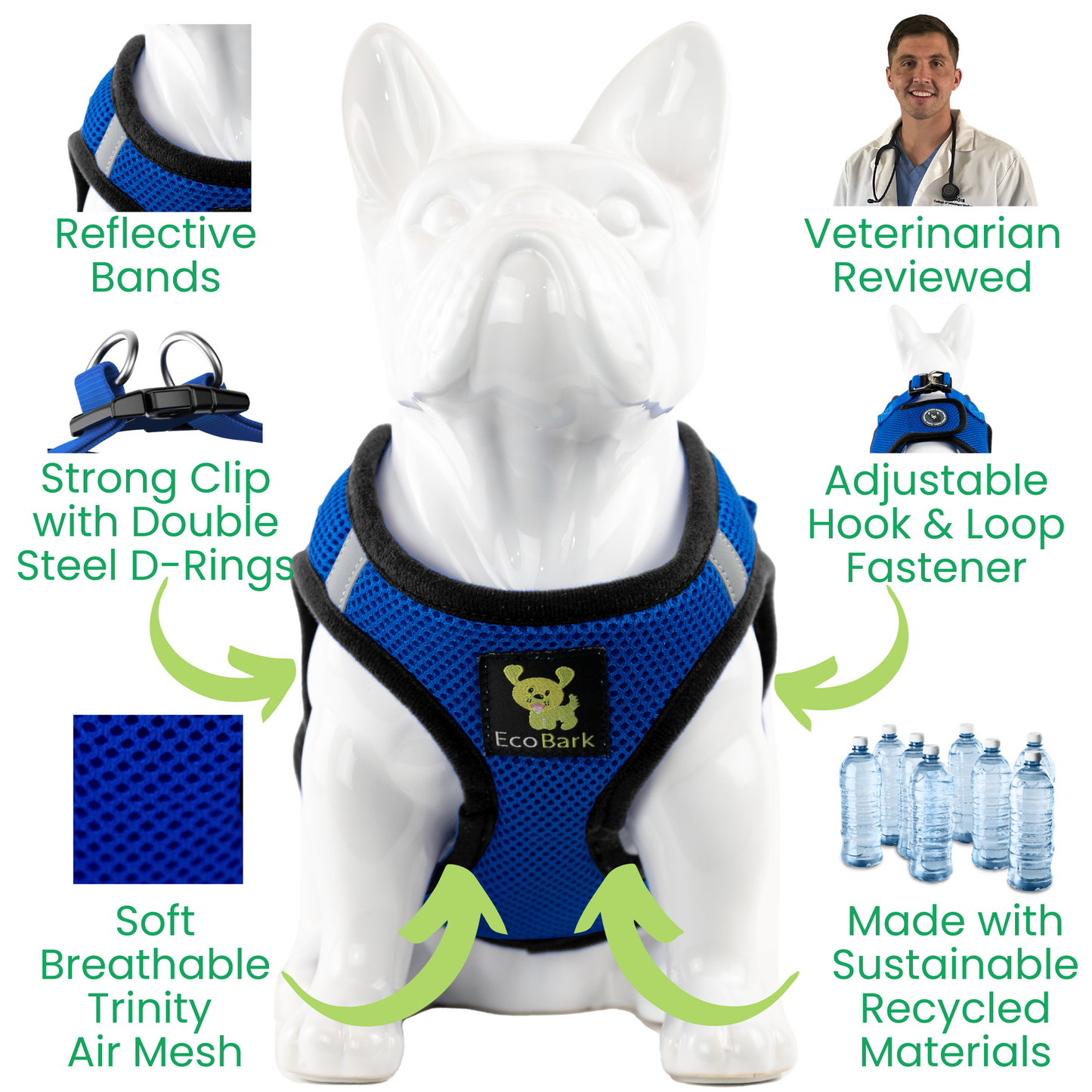 Dog Harness EcoBark Step In Harness XXXS to Small Breeds- - close up product image for dog harness