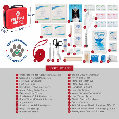 Purrfect Pet Kingdom Pet First Aid Kit for Dogs & Cats with Vet-Approved Essentia (Pet First Aid Kit 2 Piece Set: 2 Essential) - Premium Pet First Aid Kits