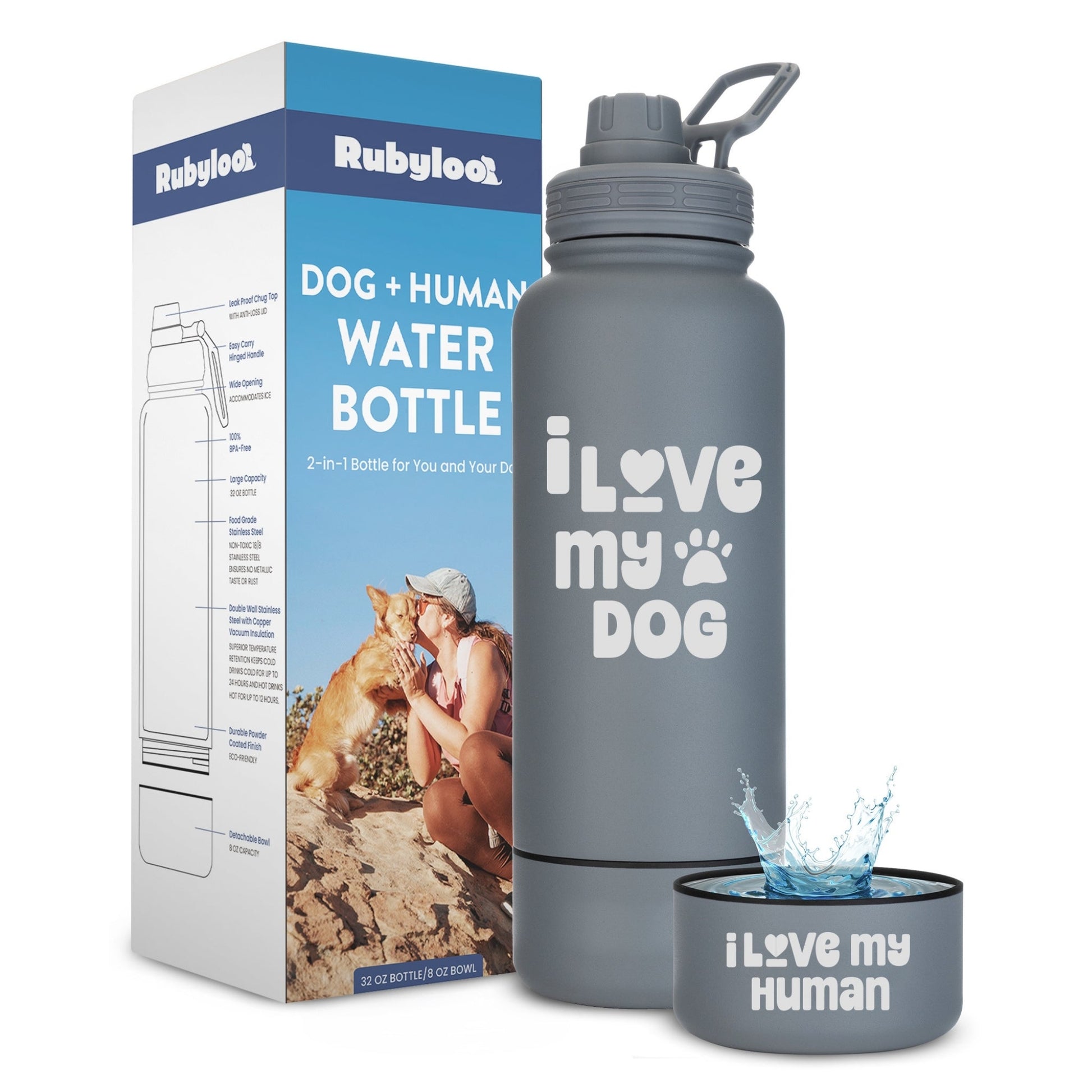 Dog Water Bottle With Detachable Bowl 🐾 - Purrfect Pet Kingdom