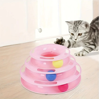 3 Layer Interactive Cat Toy Tower With Colorful Balls Mental