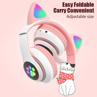 P47M Wireless Headphone Flash Light Cute Cat Bluetooth with