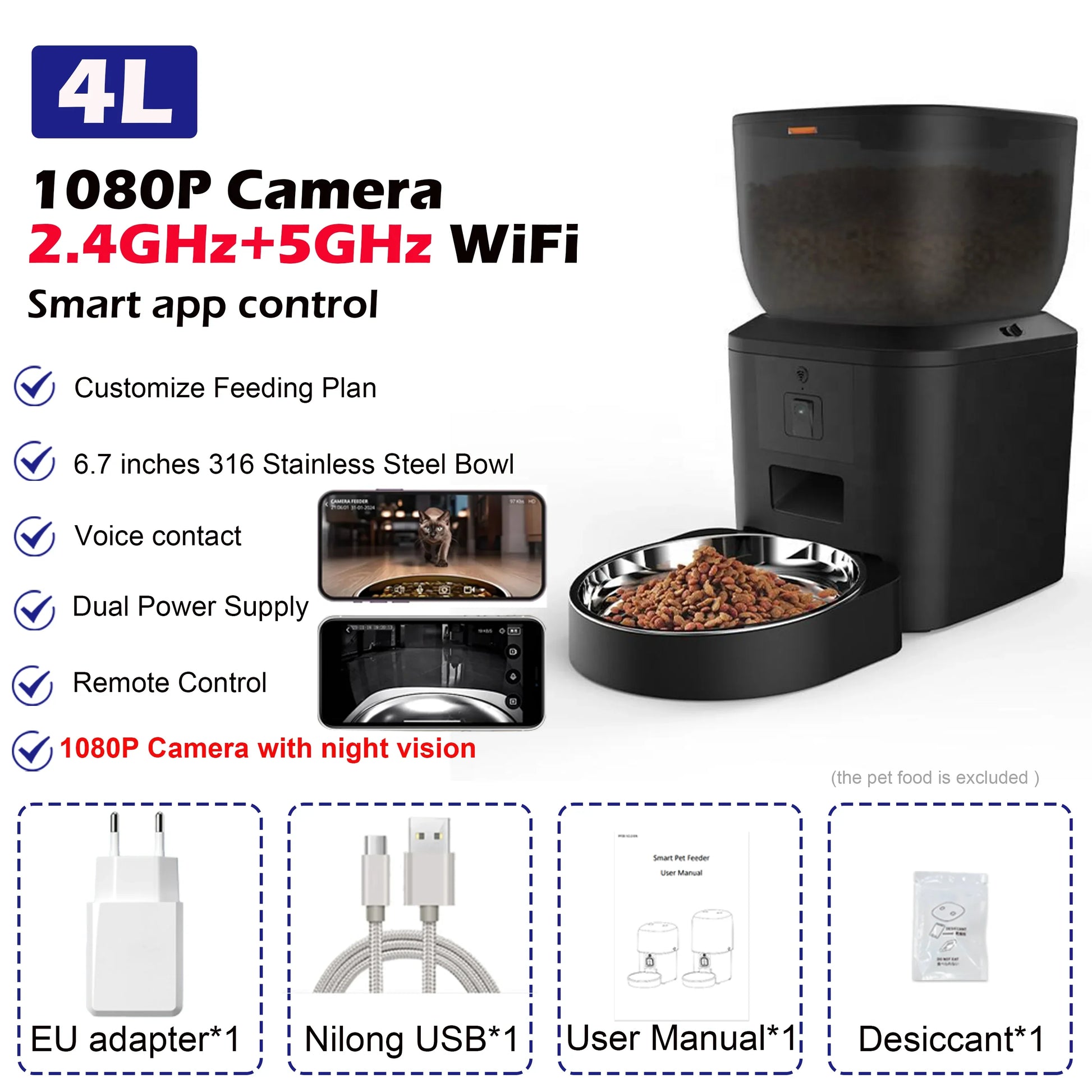 Cat Food Furpipi 8L Smart Automatic Feeders with 1080P HD - gallery product image for cat food