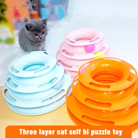 3 Layer Interactive Cat Toy Tower with Colorful Balls Mental