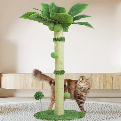 Tall Cat Scratching Post - 65cm Premium Sisal Tree with Interactive Toys