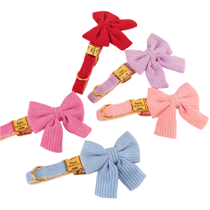 Personalized Dog Collar with Bow - Custom Engraved Cuteness