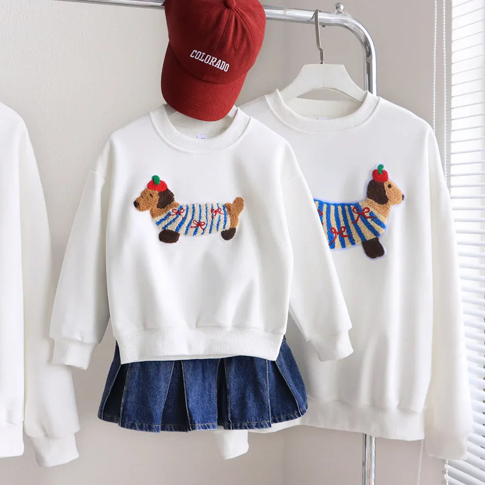 Family Funny Sweatshirt Cute Dog Print - Parent-Child Matching Clothes Father Mother Daughter Son - Purrfect Pet Kingdom