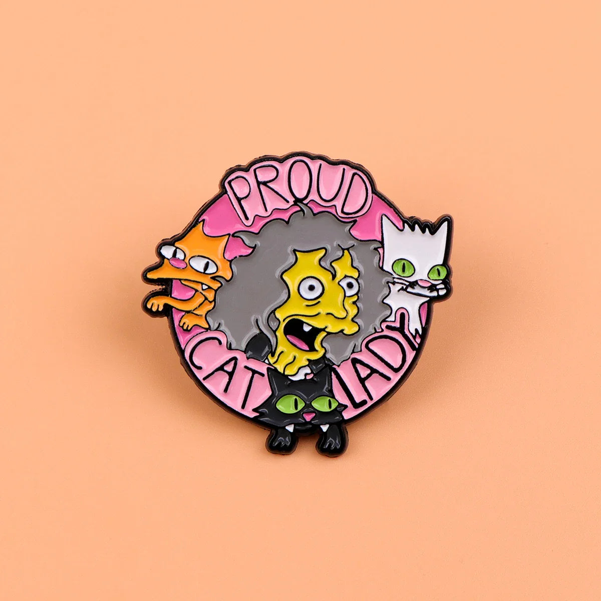 Cat Lady Enamel Pin - Cartoon Lapel Badge - Purrfect Pet Kingdom