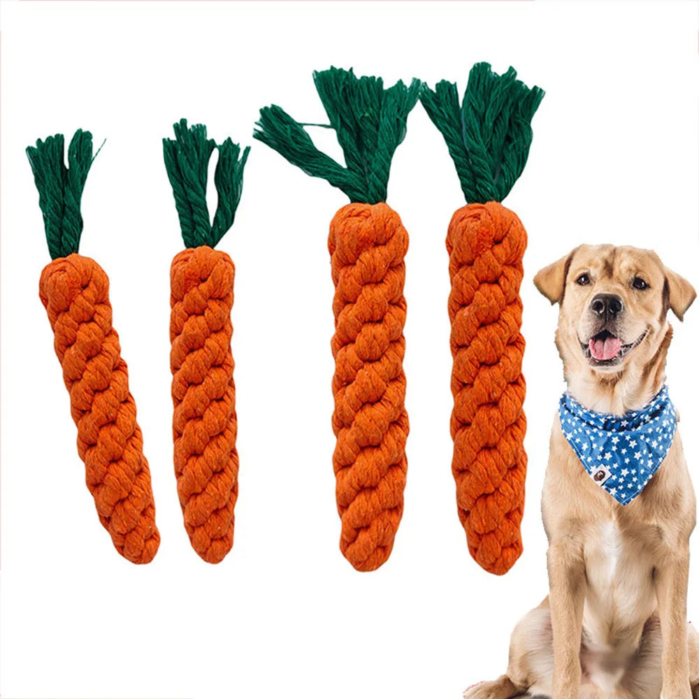 Carrot Rope Dog Chew Toy Durable Cotton Molar 🥕
