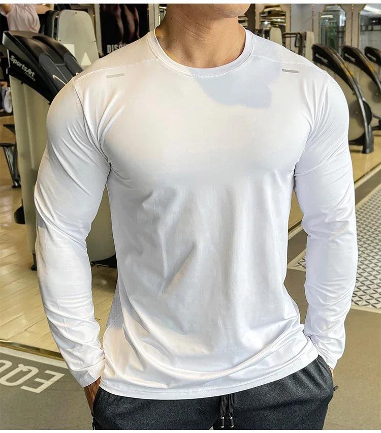Men's Sports Fitness Long Sleeve Outdoor Badminton Quick Dry Training Shirt Casual Thin Running Top Bodybuilding Sportswear