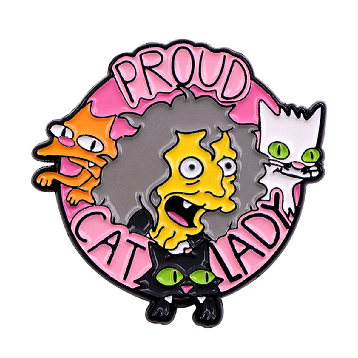 Cat Lady Enamel Pin - Cartoon Lapel Badge - Purrfect Pet Kingdom