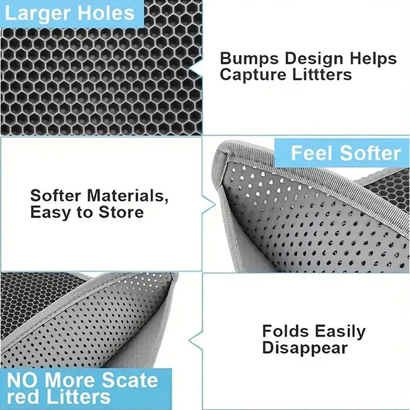 Waterproof Double Layer Cat Litter Mat – Trapping Pad for Easy Clean